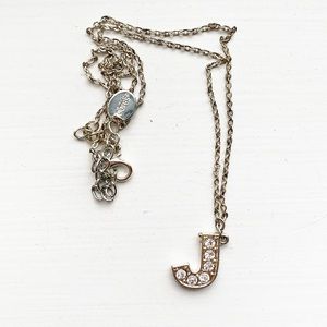 Silver & diamond monogram letter “J” necklace